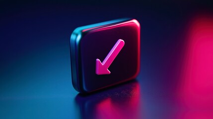 3D arrow icon on dark surface with colorful lighting in digital art style during modern design session