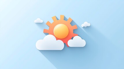 Bright sun rises behind soft clouds in a clear blue sky during early morning hours offering a cheerful start to the day