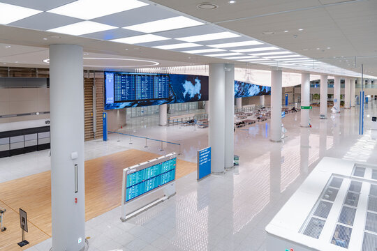 December 27, 2025, Incheon, South Korea - The spacious and nearly empty departure hall of Incheon International Airport Terminal 2.