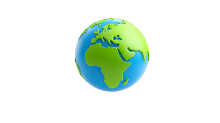 Fototapeta premium Earth globe blue ocean green continent Africa Europe 3D illustration isolated environmental geography global world planet educational peaceful clean digital art