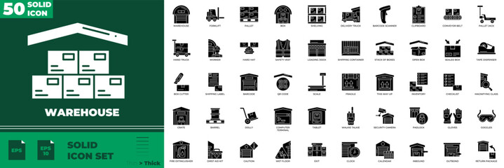 Warehouse Solid Editable Icons set