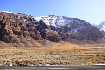 mountains along the road between Yamdrok Tso lake and the Karo-la pass, Tibet, China