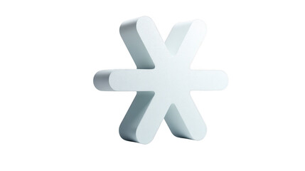 Fototapeta premium White asterisk symbol, three dimensional, isolated on transparent background, modern minimal style, clean geometric shape, abstract design, suitable for creative concepts and digital art