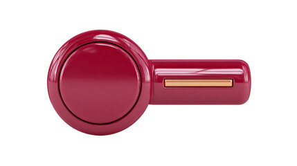 Red wireless earbud with glossy finish, modern design, and gold accent, isolated on transparency background, showing technology and style for music lovers and active lifestyle