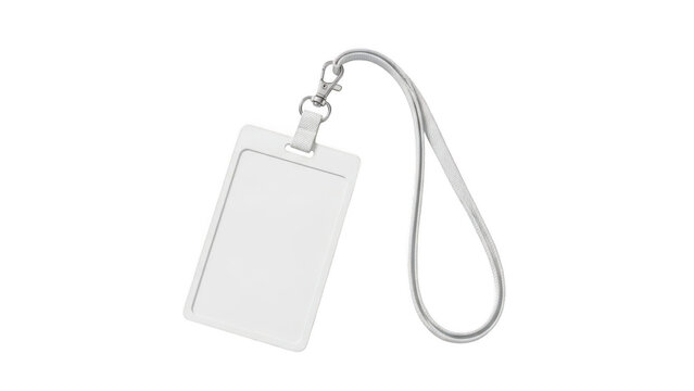 White id card holder with lanyard isolated on transparent background