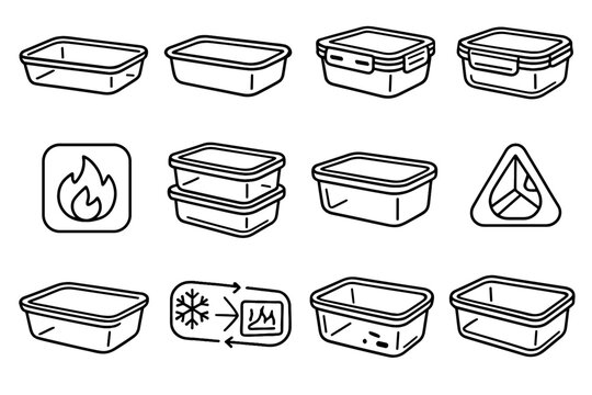 Glass rectangular interior icon vector container tray box clear icons prep symbol