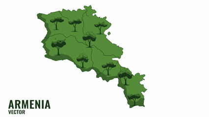 Green Armenia Map Illustration Showcasing Natural Beauty and Tree Conservation Effort