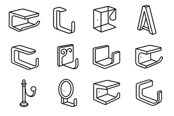 Vector geometric decorative icon bike holder loop wall handcrafted wooden hook stand