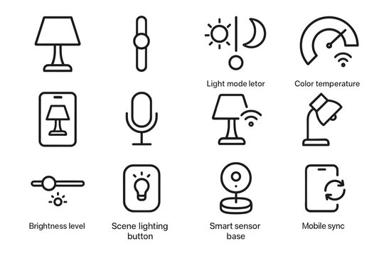 Selector symbol reading slider vector lamp mobile smart mode icons icon dimmer