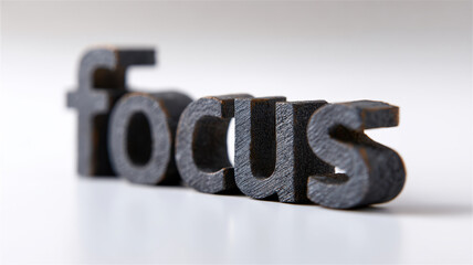 Focus word black typography depth of field shadow minimal bold closeup concept motivation studio lighting. Focus word black typography depth of field shadow minimal bold closeup concept motivation