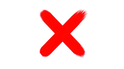 Obraz premium Red painted cross bold brushstroke isolated on transparent background symbolizing error mistake rejection or prohibition with strong and expressive artistic style