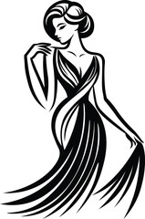 Woman Fashion  Silhouette Line Drawing