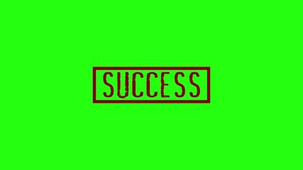 success Stamp Animation isolated on grreen backgroud. success  rubber stamp mark with red ink on green Background. 4k video.