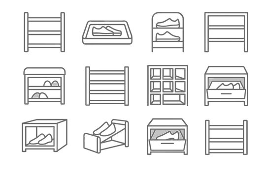 Drawer bench tier rest icon rack open tray shoe vector neutral