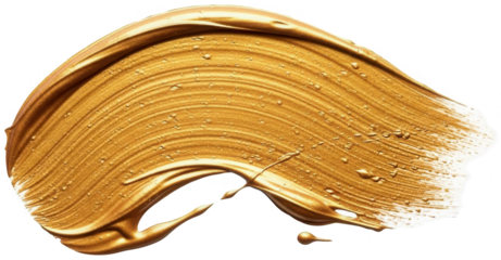 A swirling, textured expanse of shimmering bronze-colored paint, resembling a thick, viscous liquid with visible brushstrokes and a glossy sheen, dramatically, isolated on transparent background.