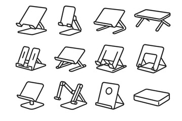 Stand shelf foldable icons phone base hinge rest icon collapsible vector