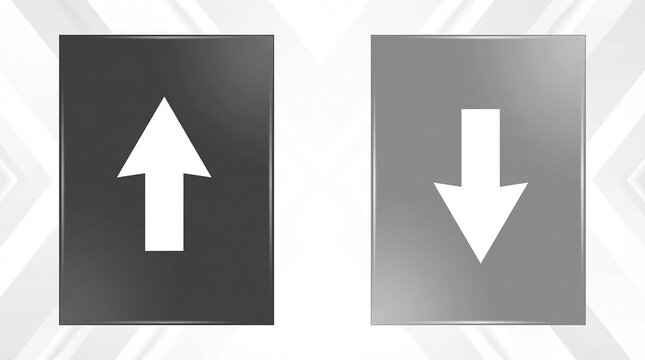Glossy Rectangular Icons With White Up and Down Arrows Keywords: arrow, up, down, direction