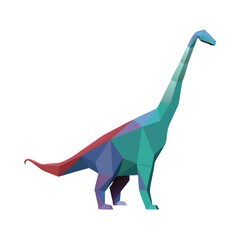 Low Poly Colorful Brachiosaurus Dinosaur Geometric Vector Illustration © revpy