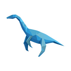 Low Poly Blue Plesiosaurus Aquatic Dinosaur Vector Illustration © revpy