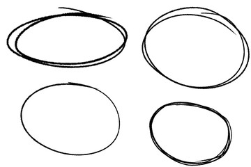 handdrawn black oval outlines doodle sketch abstract circle frame minimal set