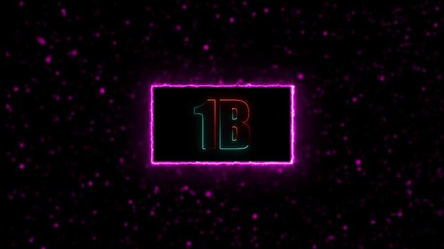 Neon 1B followers text animation with glowing border on pink background, social media milestone celebration, modern neon motion graphic, 4K video.