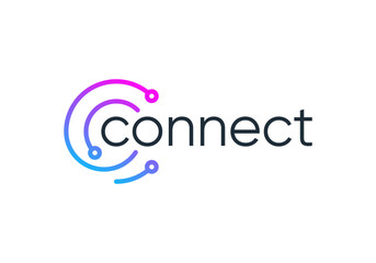 circle letter C global connect logo. network signal technology connectivity symbol icon vector design