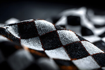 One racing checkered flag on black background