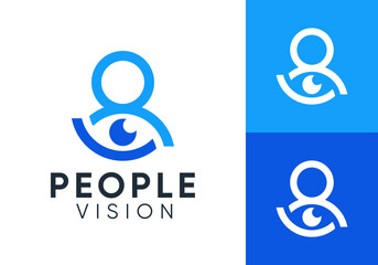 abstract people with eye vision logo design