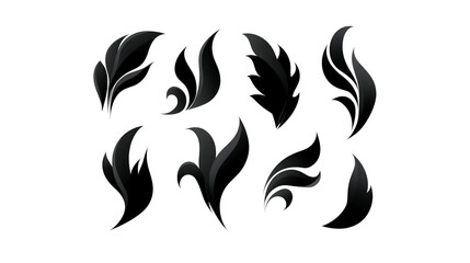Decorative leaf silhouette black botanical element abstract foliage nature inspired elegant plant motif isolated on white artistic design vector illustration modern style