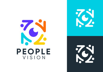 people with eyes logo. health care, teamwork, human hub social design vector concept