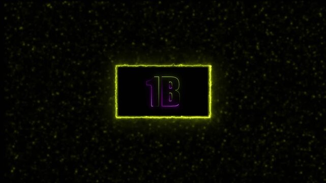 Neon 2B followers text animation with glowing border on yellow background, social media milestone celebration, modern neon motion graphic, 4K video.