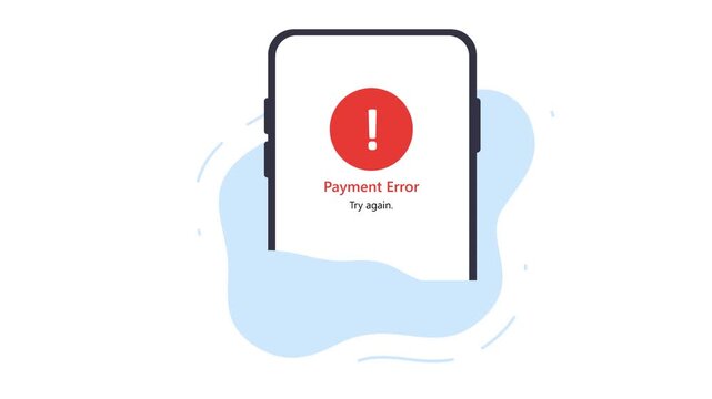 Mobile Payment Error Screen Notification of an unsuccessful transaction, prompting the user to try again