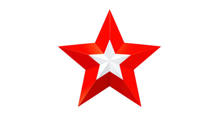 Obraz premium Red star with white center, geometric shape, isolated on transparent background, symbol of achievement, modern design, bold and dynamic visual, suitable for decoration or emblem use