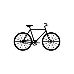 Black Bicycle Silhouette Isolated on White Background - Classic City Bike Vector Icon or Cycling Graphic Element