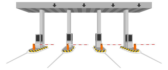 four toll booth in row vector illustration isolated on white background.