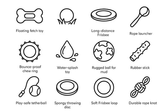 Loop ball outdoor rope icons icon fetch play ring chew vector stick