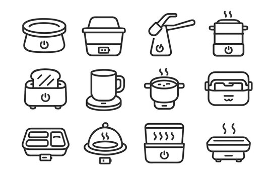 Tray food melter cordless butter tools portable heating icon vector rechargeable lunchbox