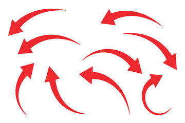 Red arrows pointing in various directions on a white background