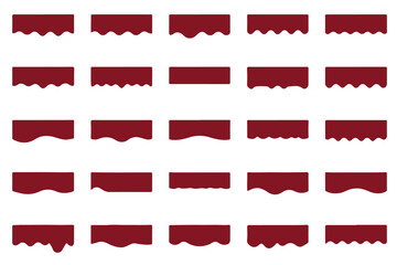 Collection of maroon decorative elements arranged in a grid pattern on a white background