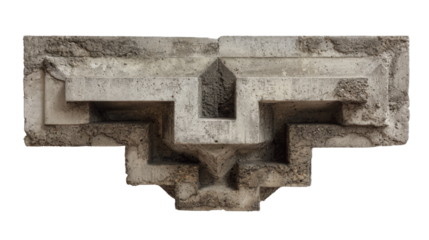 Concrete brutalist corbel showcasing a geometric architectural style and weathered texture, ready for design integration