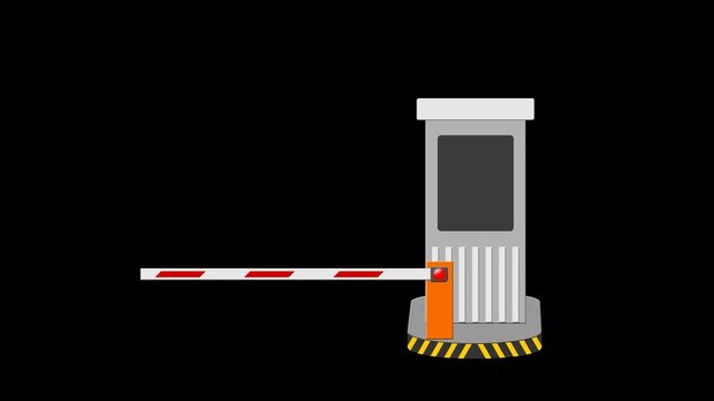 animated parking barrier open and close, animation footage video isolated on alpha channel(transparent) background.