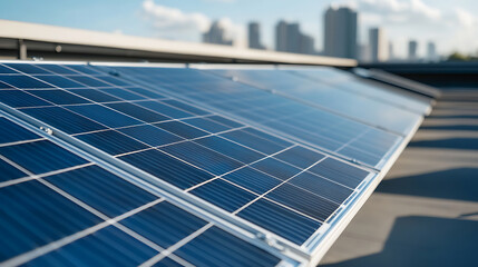 Solar panels harness the sun's energy, offering a clean and sustainable power source. They stand as an eco-friendly alternative in our skyline. #RenewableEnergy