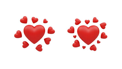 Red hearts floating in circles