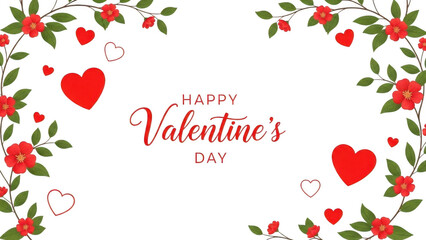 Happy valentine's day card with hearts and flowers