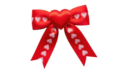 Red bow with heart pattern