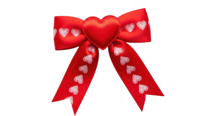 Red bow with heart pattern