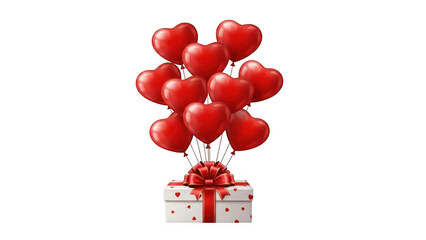 Heart-shaped balloons and gift box