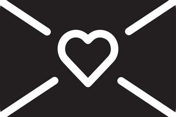Love letter icon with heart symbol, minimalist envelope line art, romantic mail vector.