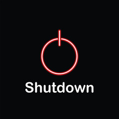 Red Neon Shutdown Button