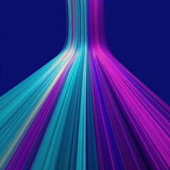 Vivid Neon Light Trails Abstract Flow on Blue Background